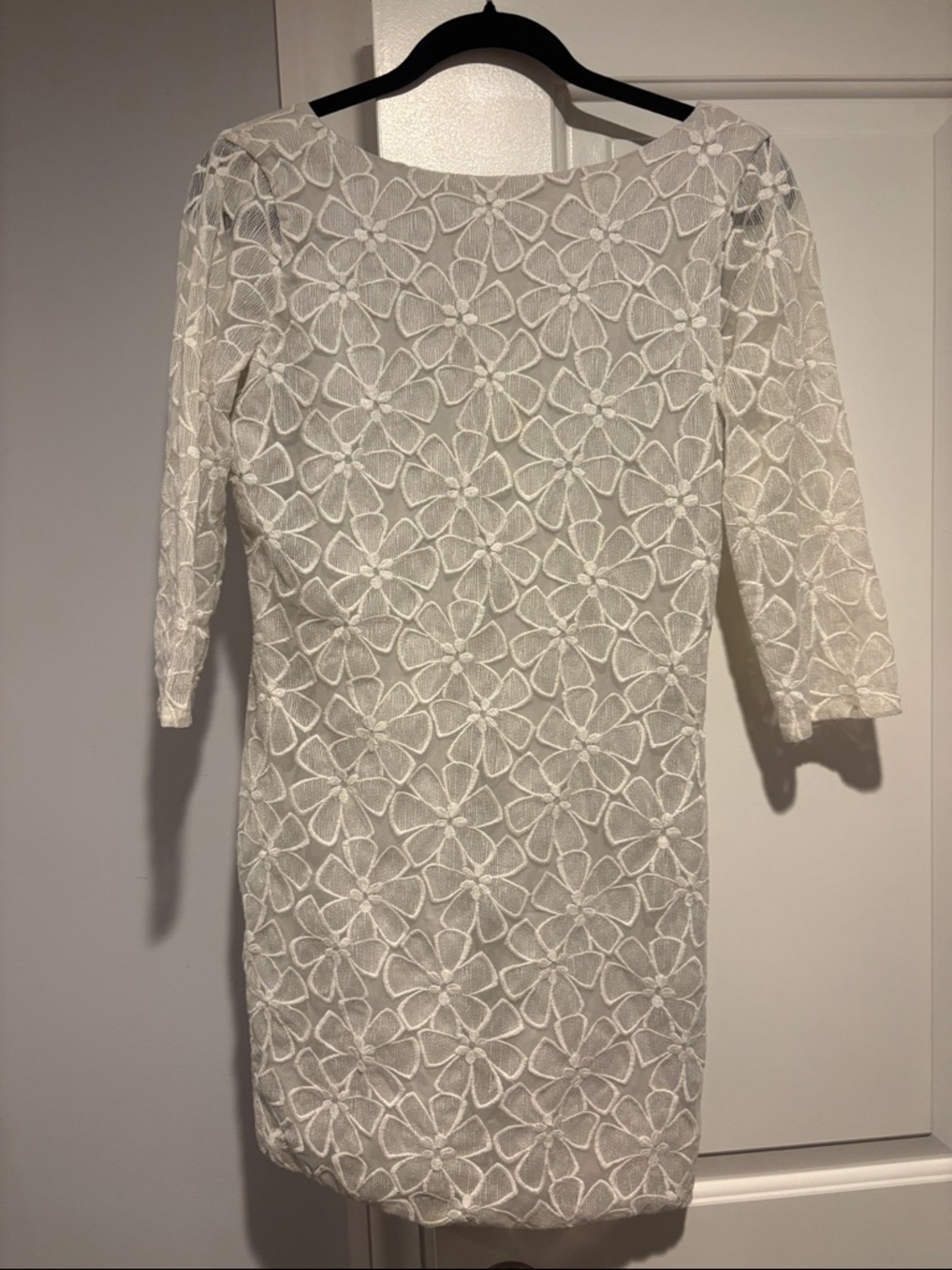 Diane Von Furstenberg White Floral Lace Mini Dress